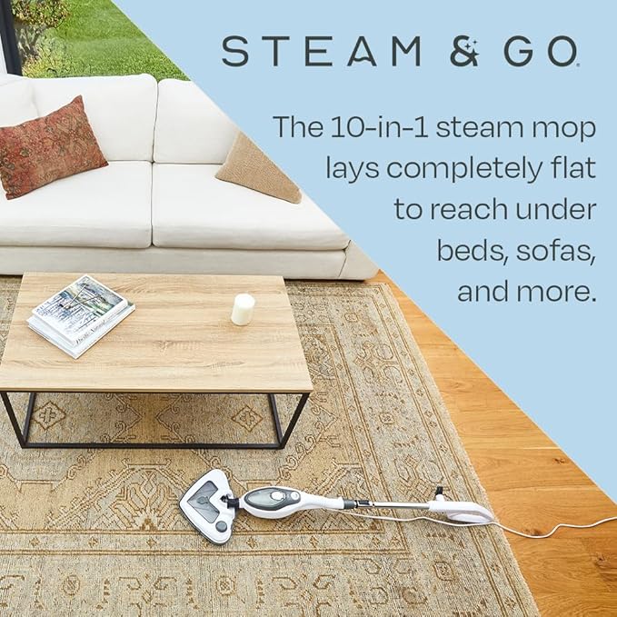 Steam & Go 10-in-1 Multi-Surface Steam Mop - Deep Clean with Heat
