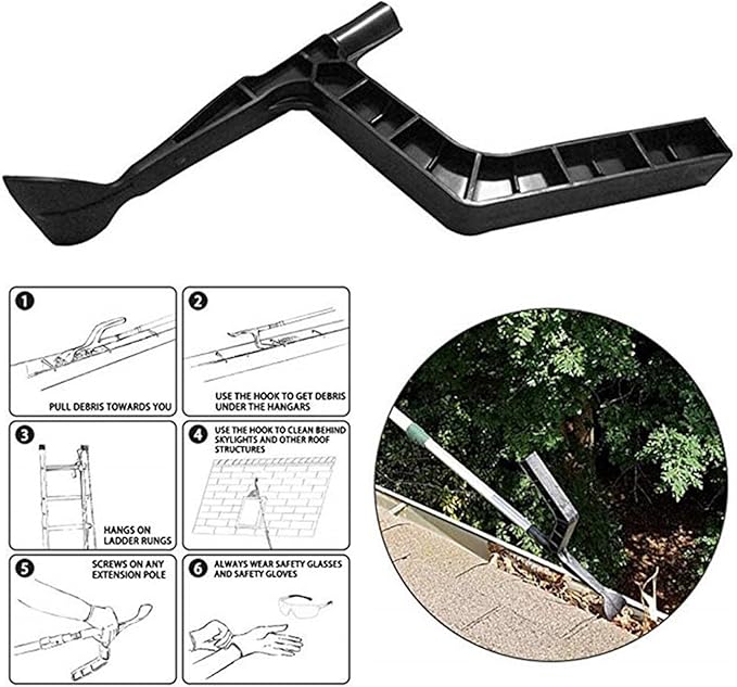 Gutter Cleaning Tool, Roof Gutter Cleaner Spoon with Long Poles for Cleaning Leaves Debris