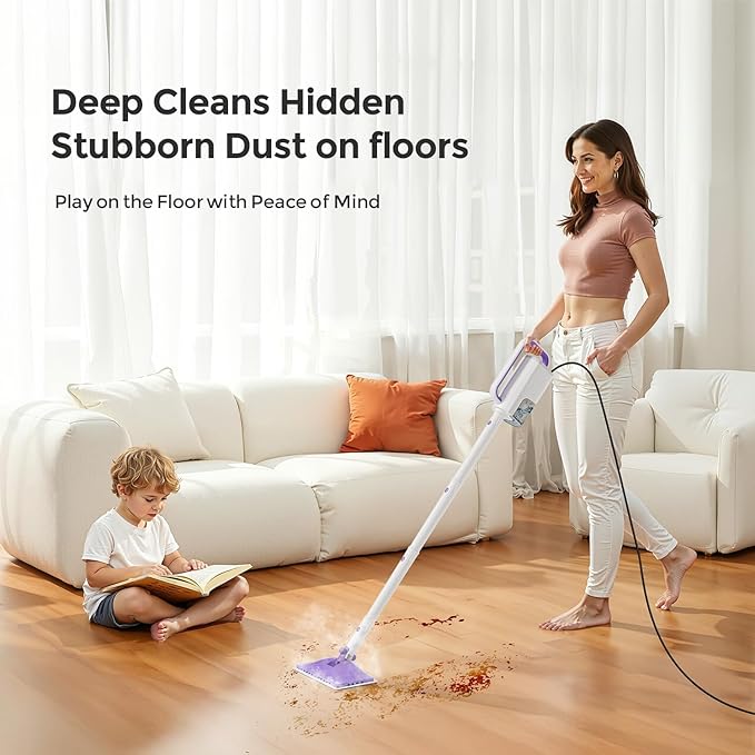 Steam Mops for Floor Cleaning,All-in-One Steam Cleaner for Home with 2 Levels Steam Mode,350ML Tank,23FT Cord, Detachable Handheld Steam Cleaner for Tile,Grout,Furniture,Carpet,Grill,Wall