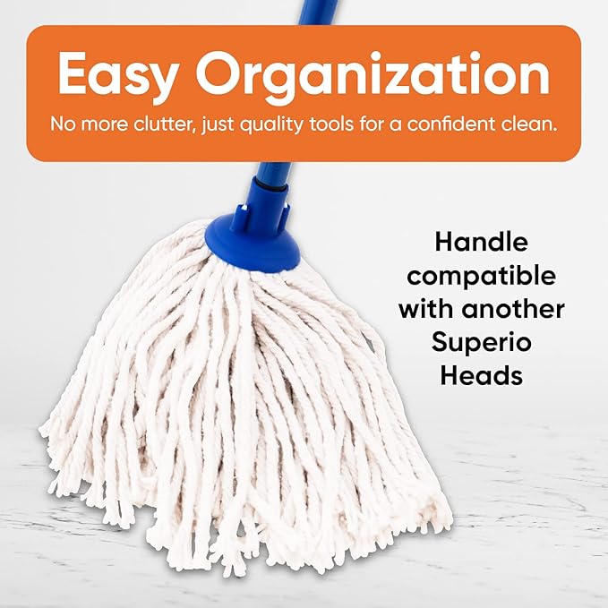 Superio Cotton Mop Head Refill for Hardwood Floor Self Wringing Mop - 10" Strings