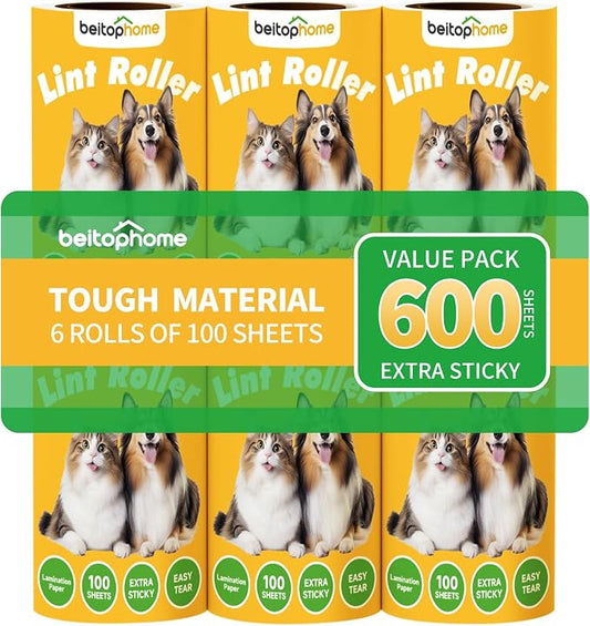 Lint Roller Refills for Pet Hair, 600 Sheets, Standard Size | Extra Sticky Replacement Rolls for beitophome Handles, No Handle by Beitophomepet%60sfamily