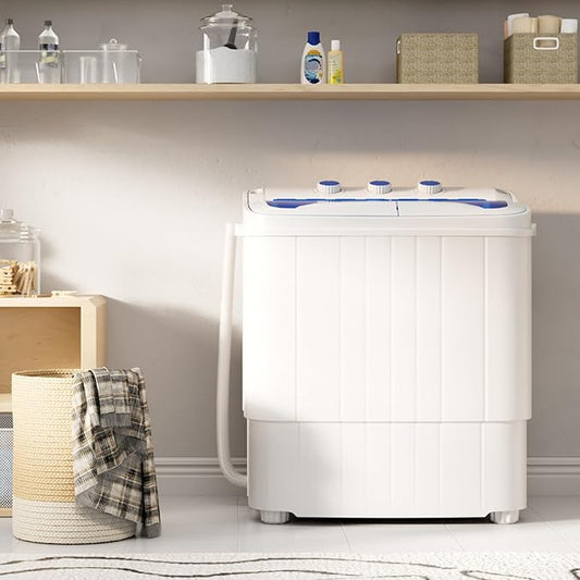 Superday Portable Washing Machine, 18lbs Small Washing Machine and Spin Dryer Combo, Mini Twin Tub Laundry Machine for Camping, Apartments, Dorms, College Rooms, RV, Delicates, Blue