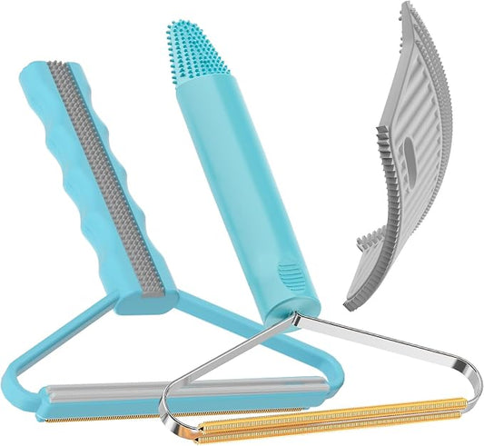 Pet Hair Remover, Dog Cat Carpet Rake, Lint Remover Shaver for Sofas 3-Pack | Wool Hand Pet Hair Removal Tool, Cleans Carpets Car Cushions Pet Beds Furniture, Works on All Fabric & Rug by SOCCSOPetHairRemover