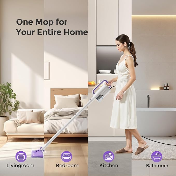 Steam Mops for Floor Cleaning,All-in-One Steam Cleaner for Home with 2 Levels Steam Mode,350ML Tank,23FT Cord, Detachable Handheld Steam Cleaner for Tile,Grout,Furniture,Carpet,Grill,Wall