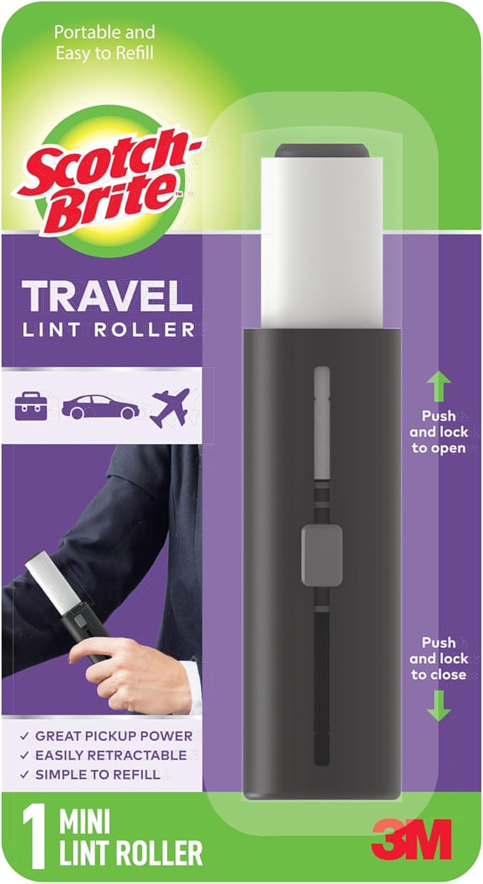 Scotch-Brite Retractable Lint Rollers 2-Pack, Portable Travel-Size Lint Removers for Pet Hair on Clothes, Furniture & Car, 3 in x 8.5 in Mini Rollers, 30 Sticky Sheets Each - Image 7