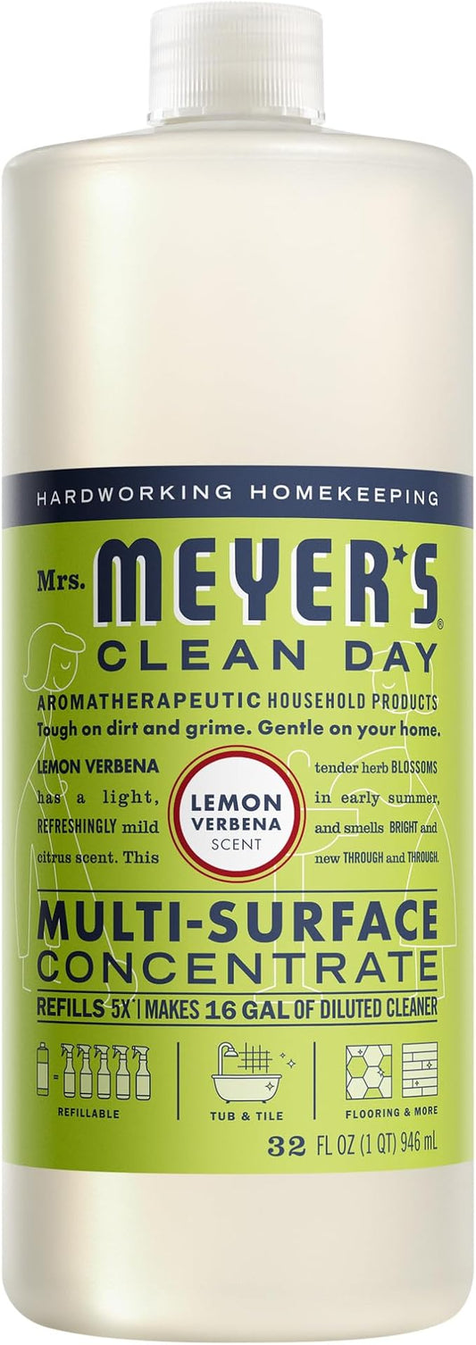 MRS. MEYER'S CLEAN DAY Multi-Surface Cleaner Concentrate, Use to Clean Floors, Tile, Counters, Lemon Verbena, 32 fl. oz