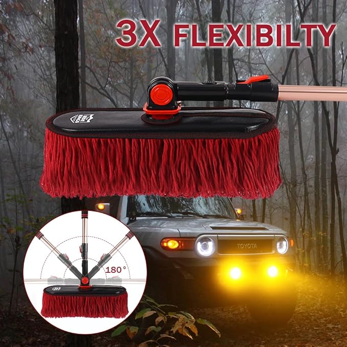 Car Duster Exterior-Stocking Stuffers Gifts for Men Women-Scratch Free Soft Brush Kit forTruck,SUV,RV and Motorcycle,Wax Cotton Hair, Extendable Handle,Car Feather Duster,No Lint