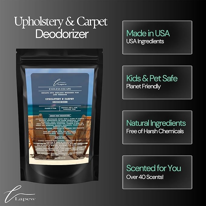 Lapew Endless Escape Scented Cleaning Bundle | Carpet Deodorizer Powder (16 oz) & Mop Soap Concentrate (36 oz) | Pet-Friendly Odor Eliminator