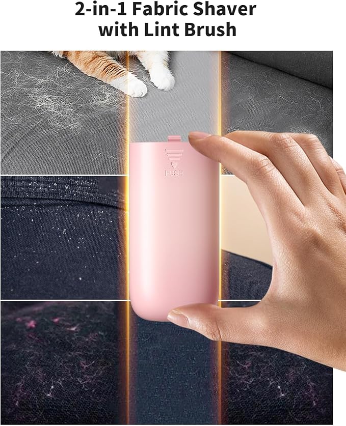 Fabric Shaver,    Rechargeable Lint Remover with Brush, Large Sweater Shaver with Digital Display, 3 Speeds Lint Shaver, 6-Leaf Blades Lint Remover for Clothes, Sofa, Bedding, Pink | Digital Display, 3 Speeds, 6-Leaf Blades, 1200mAh Rechargeabl... - Image 3