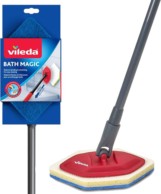 Vileda Bath Magic Bathroom and Tub Mop | Multisurface Cleaning Mop | Safe to Use on Tile, Glass, Ceramic, Bathtub, Shower Surfaces
