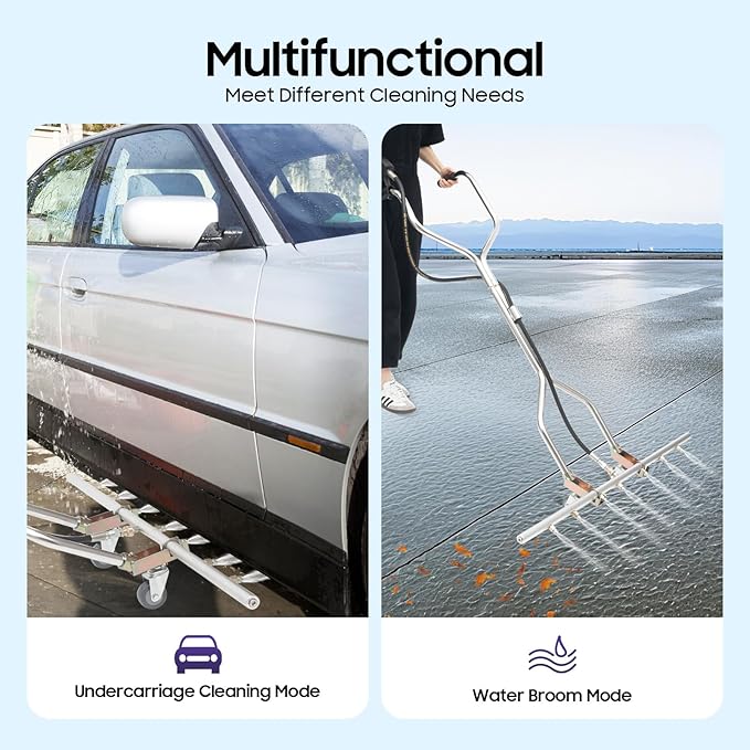 Upgraded Version 39" Professional Power Washer Broom, 7-Hole Water Broom On Wheels 5000psi Stainless Steel Power Washer Broom for Home Commercial