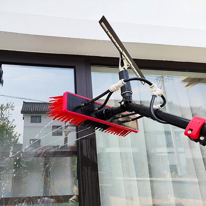 Window Cleaning Pole, Water Fed Telescopic Window Cleaning Brush, Extendable Cleaner Roof Cleaning Tools Window Cleaner Kit for Photovoltaic Panel, Trucks, Bus, Cars,5.4m