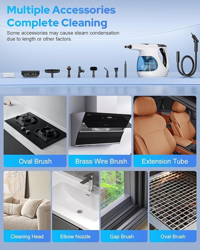 3s Instant handheld steam cleaner for home, High-pressure portable steam cleaner with 3-Level Control & Self-clean & Safety Lock for Furniture Couch Grout Walls Kitchenware Cleaning