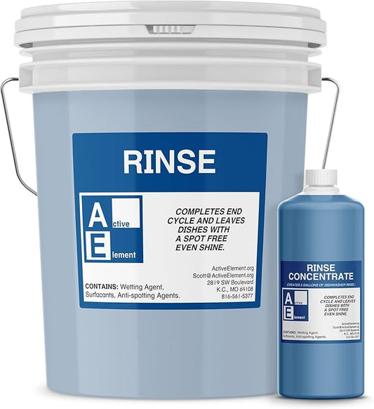 Commercial Dishwasher Rinse - Makes One 5-gallon pail - For High Temperature and Low Temp Dishwasher Machine - Commercial Strength