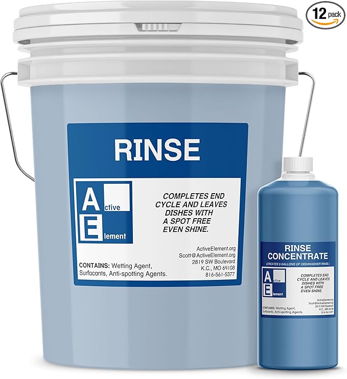 Commercial Dishwasher Rinse - Makes Twelve 5-Gallon Pail - for High Temperature and Low Temp Dishwasher Machine - Commercial Strength