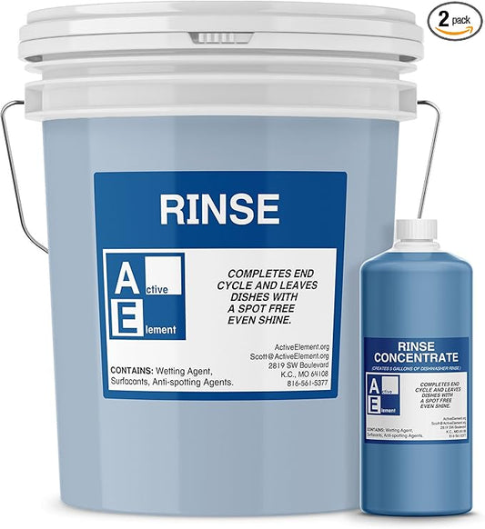 Commercial Dishwasher Rinse - Makes Two 5-gallon pail - For High Temperature and Low Temp Dishwasher Machine - Commercial Strength