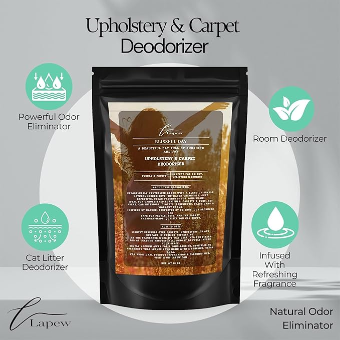 Lapew Blissful Day Bundle – Carpet Deodorizer Powder & Scented Mop Soap Set – Odor Eliminator for Pet-Friendly Homes (Beautiful Day Fragrance)