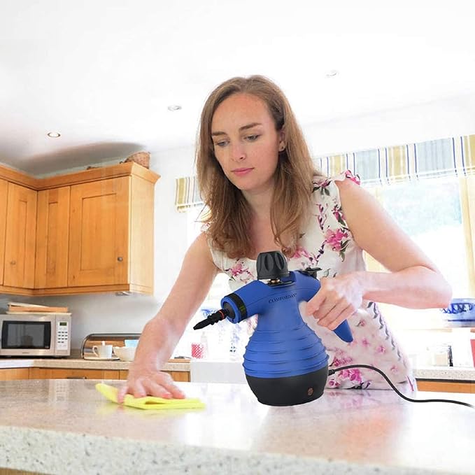 Comforday Handheld Pressurized Steam Cleaner - Multi-Purpose Steamer with 9-Piece Accessories Steam Cleaning Machine for Stain Removal, Curtains, Car Seats, Floor, Window (Blue)
