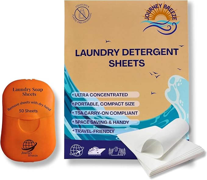 Travel Laundry Detergent Sheets Bundle ?€? 50 Count Hand Wash + 20 Count Machine Wash Laundry Detergent Sheets for Sink Washing in Hotels, Cruises, Camping & Backpacking
