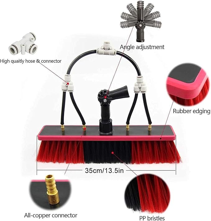 24FT/7.2M Solar Panel Cleaning Brush,Water Fed Window Cleaning Pole Professional Window Cleaner Window Cleaning Tool with 20m Water Supply hosee and Soap Dispenser