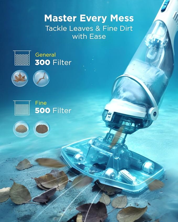 InoKraft Pool Vacuum for Above Ground Pool, Cordless Handheld Pool Vacuum for Inground Pools, Rechargeable Pool Cleaner with Powerful Suction up to 18.5 gallons/min, Ideal for Leaves, Debris, Gray