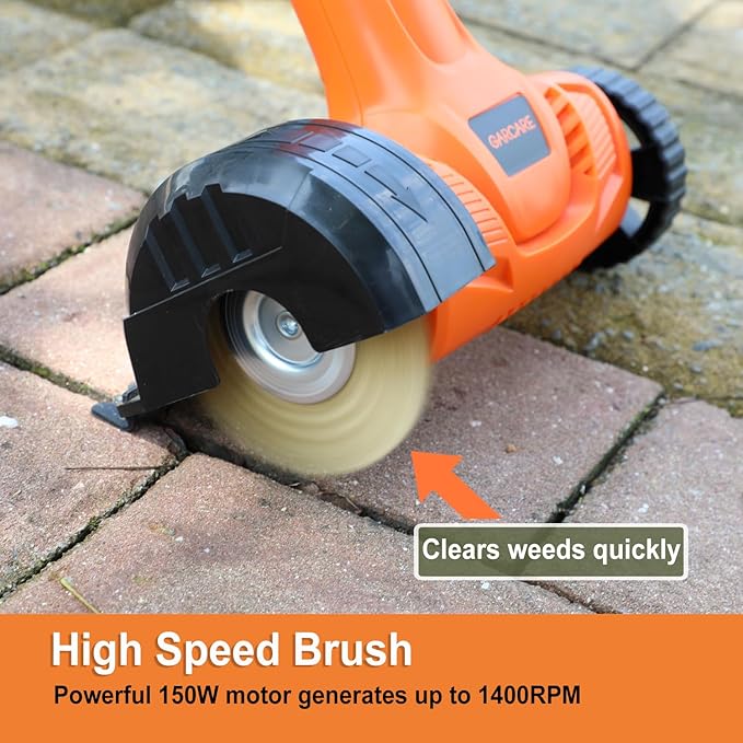 GARCARE 20V Cordless Patio Cleaner - Lightweight Driveway & Pavement Brusher with Interchangeable Brushes, Adjustable Handle for Tile Gaps Sweeper, 4.0Ah Battery and Charger Included