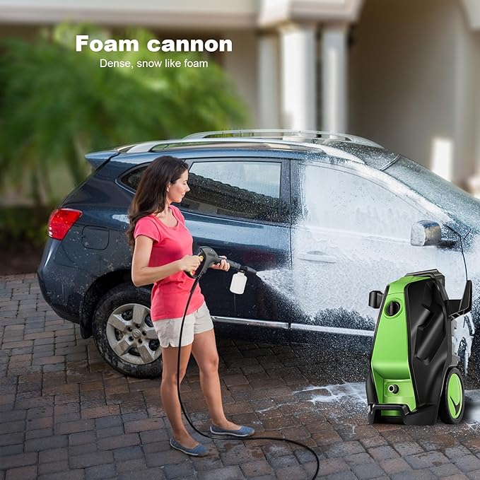 Commowner𝟓𝟎𝟎𝟎𝐏𝐒𝐈 𝐏𝐫𝐞𝐬𝐬*𝐮𝐫𝐞 𝐂𝐥𝐞𝐚*𝐧𝐞𝐫with 33ft Hose, Foam Cannon, 4 Tips, Green