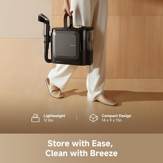 DREAME N20 Steam Portable Carpet Cleaner with Steam & Hot Water Wash, Upholstery Cleaner Machine with Auto-Mix Solution, 17Kpa Powerful Suction, Spot Cleaner for Carpet, Couch, Furniture, Pets, Cars