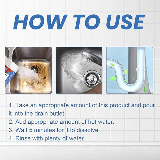 Drain Cleaner - Unclog Kitchen Sink, Bathroom Drain, Toilet, Hair & Grease Remover, Deodorizer, Safe for All Pipes(3PCS)
