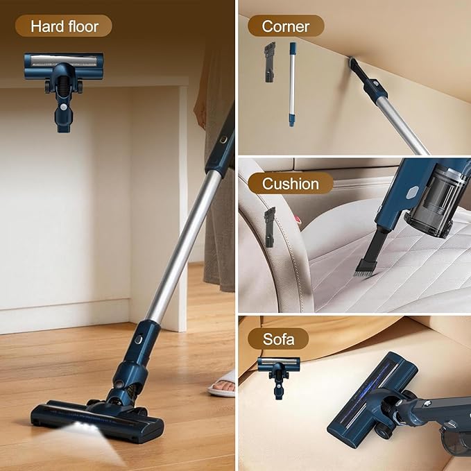 Corded Stick Vacuum Cleaner for Home Pet Hair & Hard Floors,500W 16.7Ft Power Cord Ultra-Lightweight Vacuum Cleaner with Powerful Suction for Tile and Low-Pile Carpet Handheld Vac(VA002)