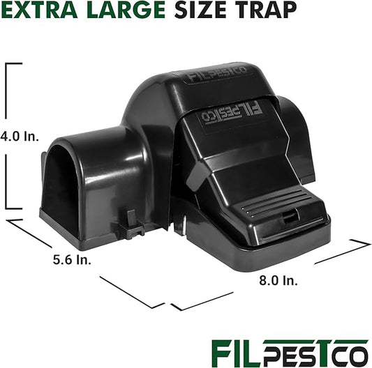 Set of 4 Professional Grade Extra Large Tunnel Rat Snap Traps, Mouse Trap, Reusable Trap, Heavy Duty for Indoor and Outdoor Pest Control Rodent Solution