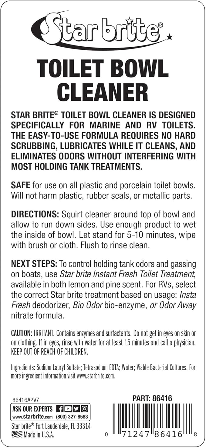 STAR BRITE Toilet Bowl Cleaner - For Boat, RV, Portable Toilets, Removes Stains, Fresh Scent, 16oz (086416)