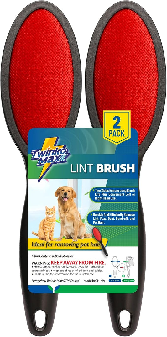 Twinko Max Lint Brush for Pet Hair, Reusable Lint Remover for Clothes | Double-Sided Head, Classic Velvet fabric, Ideal for Pet Hair Removal, Couch & bedding Cleaner, Dog & Cat Fur Removal by TwinkoMax