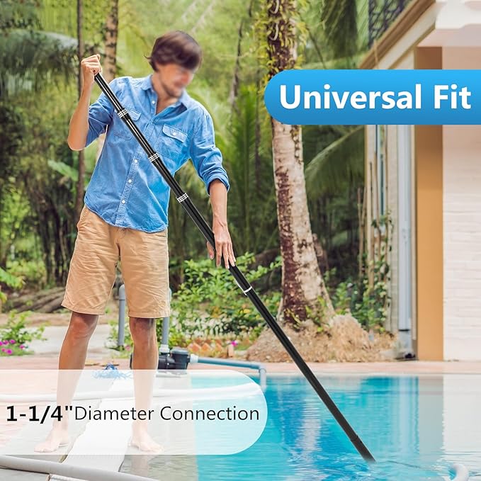 Carbon Fiber Pool Rod - Professional 4.5-15 Foot Telescopic 4-Piece Pool Cleaning Rod Set, Adjustable Telescopic Rod for Cleaning Nets, Brushes, Vacuum Heads