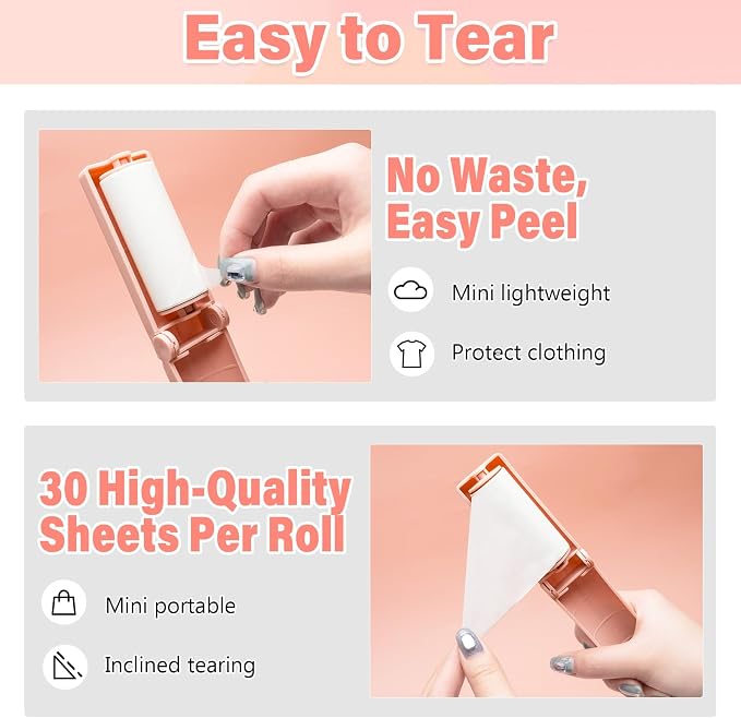 16 Pack Travel Lint Roller with 360 Sheets, Mini Portable Lint Remover | with 4 Handles & 12 Refills,Reusable Pet Hair Remover for Clothes with Cover, Easy to Clean for Luggage Use - Image 3