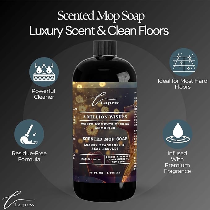 Lapew A Million Wishes Scented Cleaning Bundle | Carpet Deodorizer Powder (16 oz) & Mop Soap Concentrate (36 oz) | Pet-Friendly Odor Eliminator