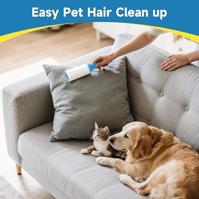 Swihauk 600 Sheets Extra Sticky Lint Rollers for Pet Hair | Easy Spiral Tear Lint Roller for Clothes with Ergonomic Handle, Multipurpose Lint Remover for Furniture, Carpet, Car Seat - Image 5