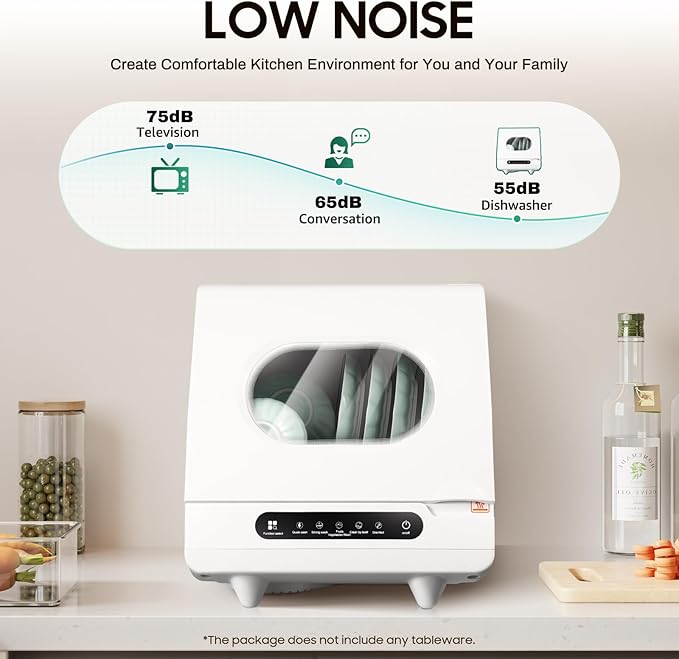 Portable Countertop Dishwasher 158℉ Mini Dishwasher 5 Programs 5L Automatic Dishwashing Machine 360° Spray Deep Cleaning With Air Drying 1200W Compact Dishes Cleaner