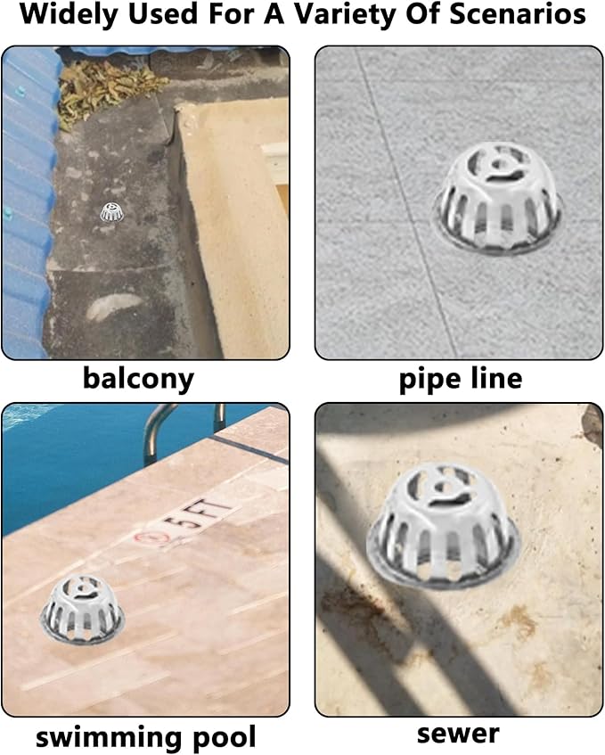 Roof Floor Drain,SAFYY 304 Stainless Steel Roof Drain Dome,Balcony Roof Dome Drain Cover,Yard Outdoor Anti Blocking Strainer,Gardens Gutter Cleaning Tool,Rain Bucket Drainage Parts (1, 160mm/6.3")