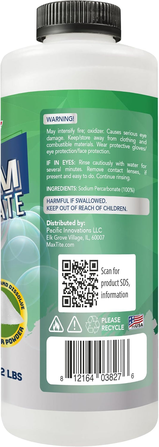 Sodium Percarbonate (4 lbs total, 2 pack of 2 lbs) - Versatile Biodegradable Scent-Free Cleaner for Home, Laundry, and Decking - Pure Oxygen Bleach - Convenient Container with Scoop