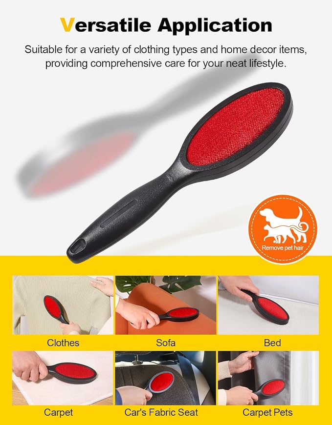 Lint Brush Lint Remover Lint Brushes for Clothes - Dual Sided Reusable Pet Hair Remover for Clothes Sheet Carpet Furniture Fabric, 2 Count - Image 2