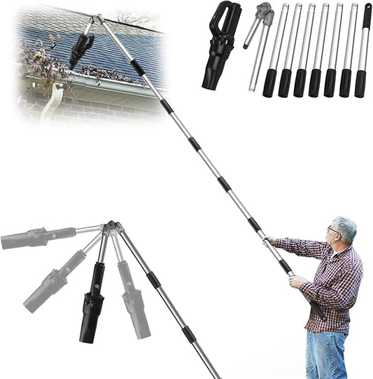 Roof Gutter Cleaning Tools from The Ground, 111" Small Leaf Blower Cordless, Rechargeable Gutter Blower Extension Attachment Kit for Gutters Cleaning, Lightweight Hand Blower Yard (Charger Included)