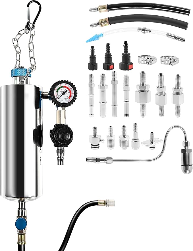 Fuel Injector Cleaner Kit, 1000ML 150PSI Non-Dismantle Fuel Injector Cleaner Machine, Pressure Adjustable Throttle/Intake System Cleaning Tool with 20x Adapters for Gasoline Car Vehicle Truck