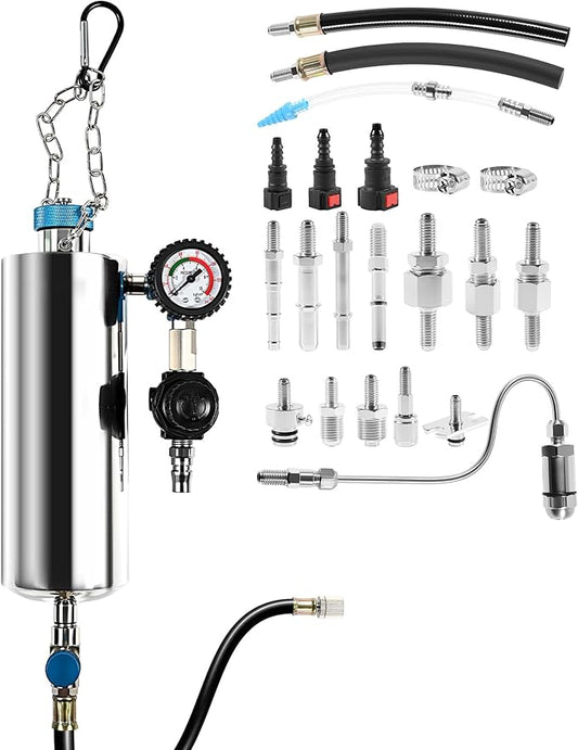 Fuel Injector Cleaner Kit, 1000ML 150PSI Non-Dismantle Fuel Injector Cleaner Machine, Pressure Adjustable Throttle/Intake System Cleaning Tool with 20x Adapters for Gasoline Car Vehicle Truck