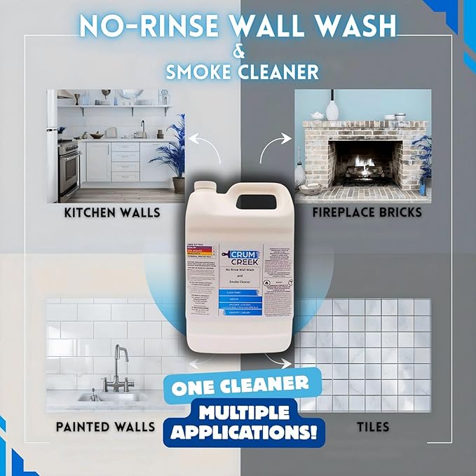 Smoke Cleaner Wall Wash, Multipurpose Degreaser for Walls and Smoke Damage, Non-Rinse, Grease and Odor Remover, Hard Surface Cleaner. 1 Gallon (4, 512 fluid ounces)