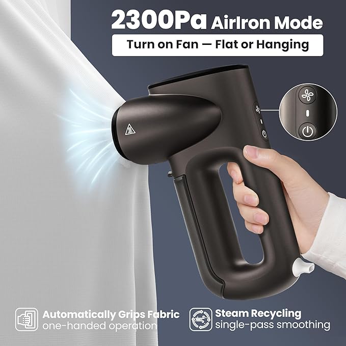 Neakasa Magic 1 Vacuum Steamer, Handheld Travel Garment Steamer for Clothes, 2300Pa Suction for Clothes Grips, Steamer Iron 2 In 1, For 110-120V Use (Grey)