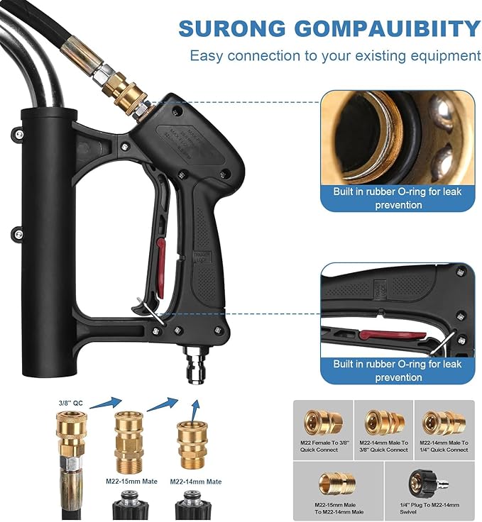 30" Pressure Washer Surface Cleaner with 4 Wheels, Stainless Steel Dual Handle Surface Cleaner for Pressure Washer 5200 PSI Attachment for Concrete, Deck, Driveways, Patios, Sidewalks