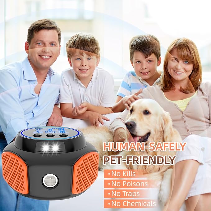 2026 360°Ultrasonic Mouse Repellent Plug in Indoor Pest Control for Rodent Mice Rat Squirrel Bat Roach Spider Ant Bug,Electronic Repellent Device Mouse Traps for Basement House Kitchen Garage(2pack)