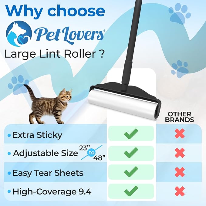 PetLovers Large Lint Roller with 3 Refills – 360 Total Sheets for Tackling Pet Hair, Extra Large Floor and Carpet Roller for Homes with Pets, Perfect for Floors, Furniture, and Loving Pet Owners - Image 7