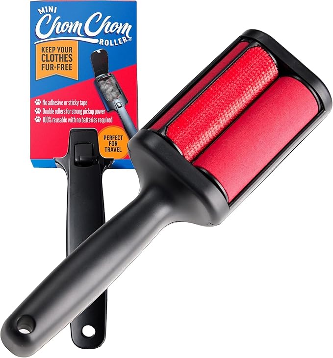 ChomChom Roller Pet Hair Remover – Reusable Lint Roller Pet Hair Removal Tool for Clothes, Couches, Cars and Travel - Cat Dog Hair Remover, Compact, No Sticky Refills Needed (Mini Roller) by ChomChomRoller